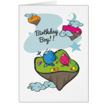 Tarjeta del muchacho del cumpleaños del planeta de