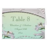 Tarjeta del número de la tabla del boda de la verd