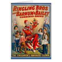 Tarjeta del payaso de circo del vintage del KRW