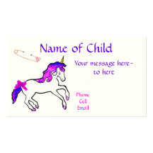 Tarjeta del perfil del unicornio de los niños tarjeta de visita