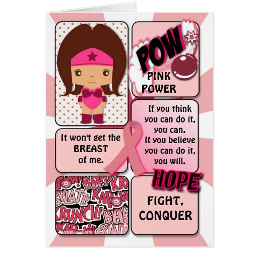 Tarjeta del superhéroe del cáncer de pecho