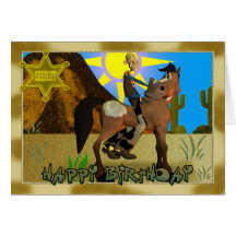 Tarjeta del vaquero del feliz cumpleaños para los 