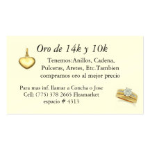 Tarjeta del vendedor del oro tarjeta de visita