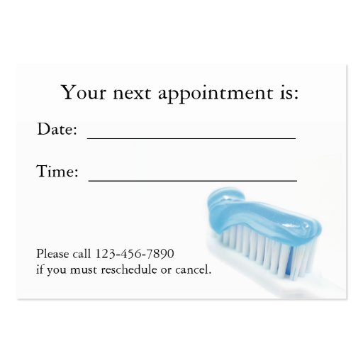 Tarjeta dental de la cita plantillas de tarjeta de negocio
