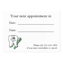 Tarjeta dental de la cita tarjeta de visita