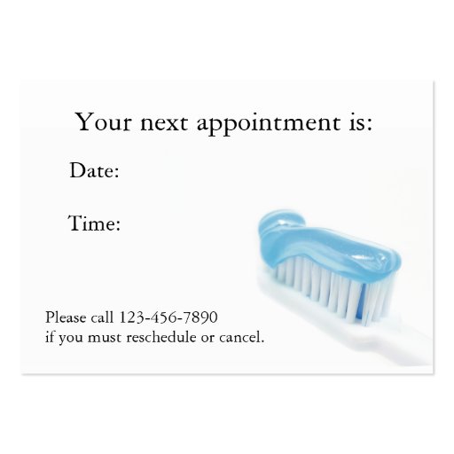 Tarjeta dental de la cita tarjeta de visita