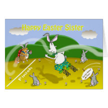 Tarjeta divertida de la hermana de pascua, gato go