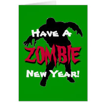 Tarjeta divertida del Año Nuevo del zombi (verde)