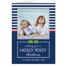 Tarjeta doblada navidad alegre náutico del acebo d