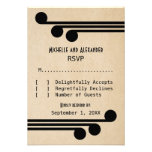 Tarjeta elegante de la respuesta de Deco del negro Invitación Personalizada