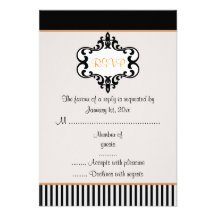 Tarjeta elegante de RSVP del naranja elegante y de Comunicados Personales