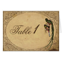 Tarjeta elegante del número de la tabla del pájaro