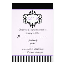 Tarjeta elegante púrpura y negra elegante de RSVP Comunicado Personal