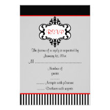 Tarjeta elegante roja y negra elegante de RSVP Anuncio