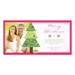 Tarjeta elegante rosada de la foto de los copos de tarjetas con fotos personalizadas