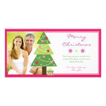 Tarjeta elegante rosada de la foto de los copos de tarjetas con fotos personalizadas