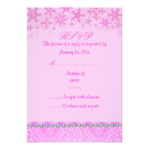 Tarjeta elegante rosada de RSVP del copo de nieve Comunicado Personal