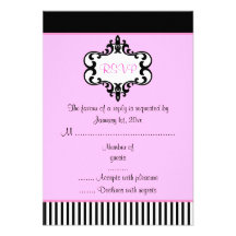 Tarjeta elegante rosada y negra elegante de RSVP Invitación