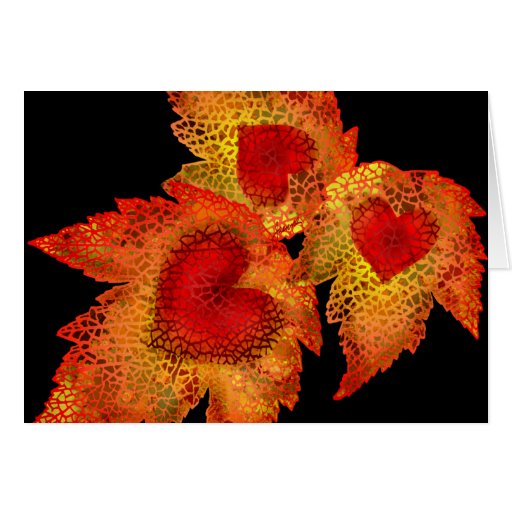 Tarjeta en blanco de los corazones del otoño
