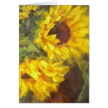 Tarjeta en blanco de los girasoles