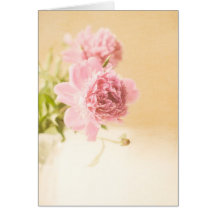 Tarjeta en blanco del Peony rosado