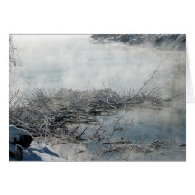 Tarjeta escarchada de niebla de la presa del casto