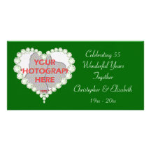 Tarjeta esmeralda de la foto del aniversario del d tarjetas fotograficas personalizadas