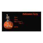 Tarjeta esquelética de la calabaza de la invitació tarjetas personales con fotos