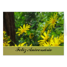 Tarjeta - Feliz Aniversário - Margaritas Amarillas
