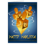 Tarjeta feliz de Hanukka Dreidels