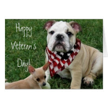 Tarjeta feliz del dogo del día de veteranos