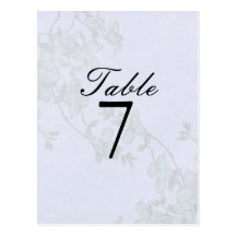 Tarjeta floral azul enorme del número de la tabla  tarjetas postales