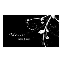 Tarjeta floral/de la flor blanca negra de visita tarjetas personales