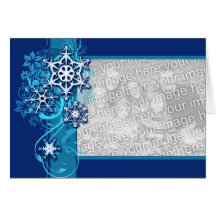 Tarjeta floral de la foto del copo de nieve del dí