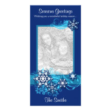 Tarjeta floral de la foto del copo de nieve del dí tarjeta con foto personalizada