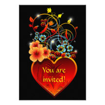 Tarjeta floral de la invitación del amor del coraz
