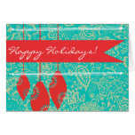 Tarjeta floral de las Felices Navidad del vintage tarjetas