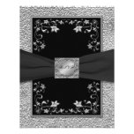 Tarjeta floral de RSVP del negro y del estaño Anuncios Personalizados