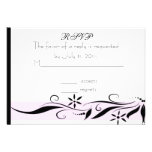 Tarjeta floral de RSVP del negro y del rosa Comunicados Personales