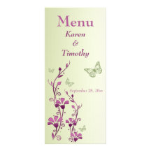 Tarjeta floral del menú del boda de la mariposa pú lonas personalizadas