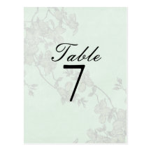 Tarjeta floral del número de la tabla del boda de  postales