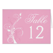 Tarjeta floral del rosa y blanca de la tabla del n