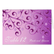 Tarjeta floral púrpura del número de la tabla de l