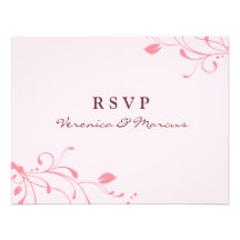 Tarjeta floral rosada de RSVP de la etiqueta Anuncio Personalizado