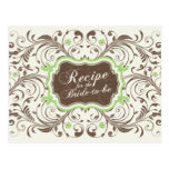 Tarjeta floral verde de la receta de Brown para la Postal