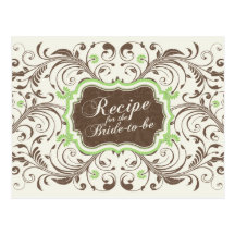 Tarjeta floral verde de la receta de Brown para la Postal