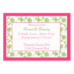 Tarjeta floral verde rosada de la recepción nupcia tarjetas de visita