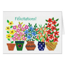 Tarjeta francesa de la enhorabuena del "flower pow