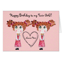 Tarjeta gemela del personalizable del feliz cumple