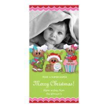 Tarjeta Gingergread de la foto del navidad y reno Tarjetas Fotograficas Personalizadas